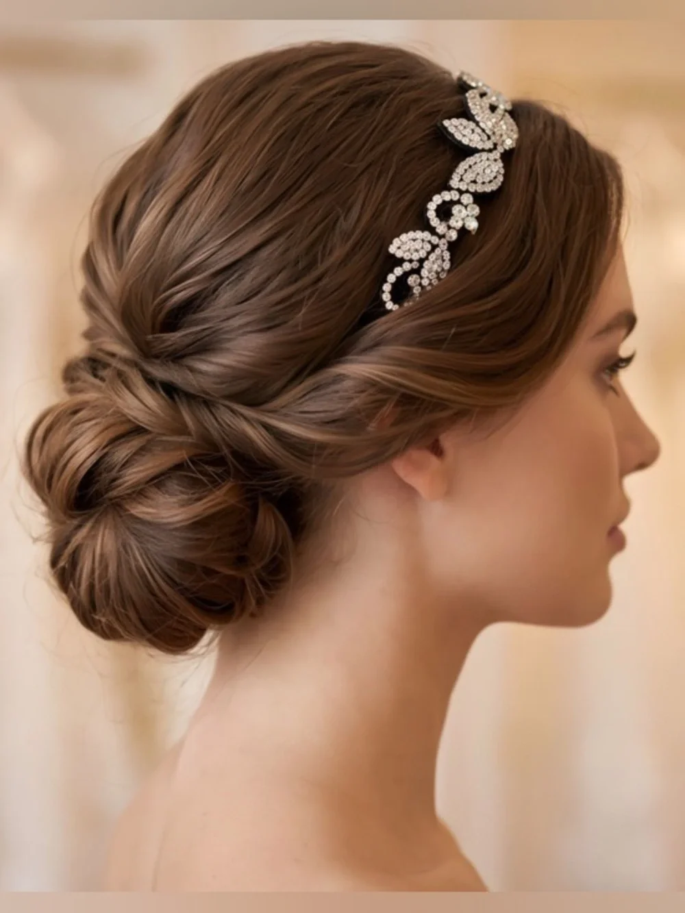 Clear & AB Crystals Floral Black Headband - Women's Elegant Hair Accessory